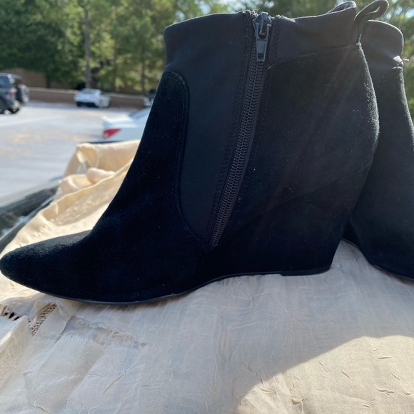 Sassy Suede Black Ankle Boots - Picture 1 of 3